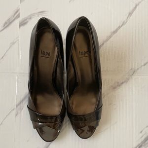 Womens Size 10 Impo Brown Vinyl Heels! IN GOOD CONDITION!